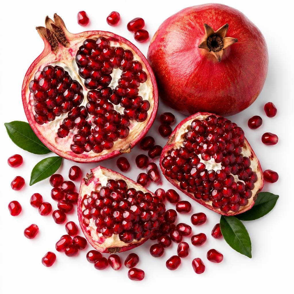 Fresh pomegranate seeds and fruit — the ingredients behind our Pomegranate frozen yogurt